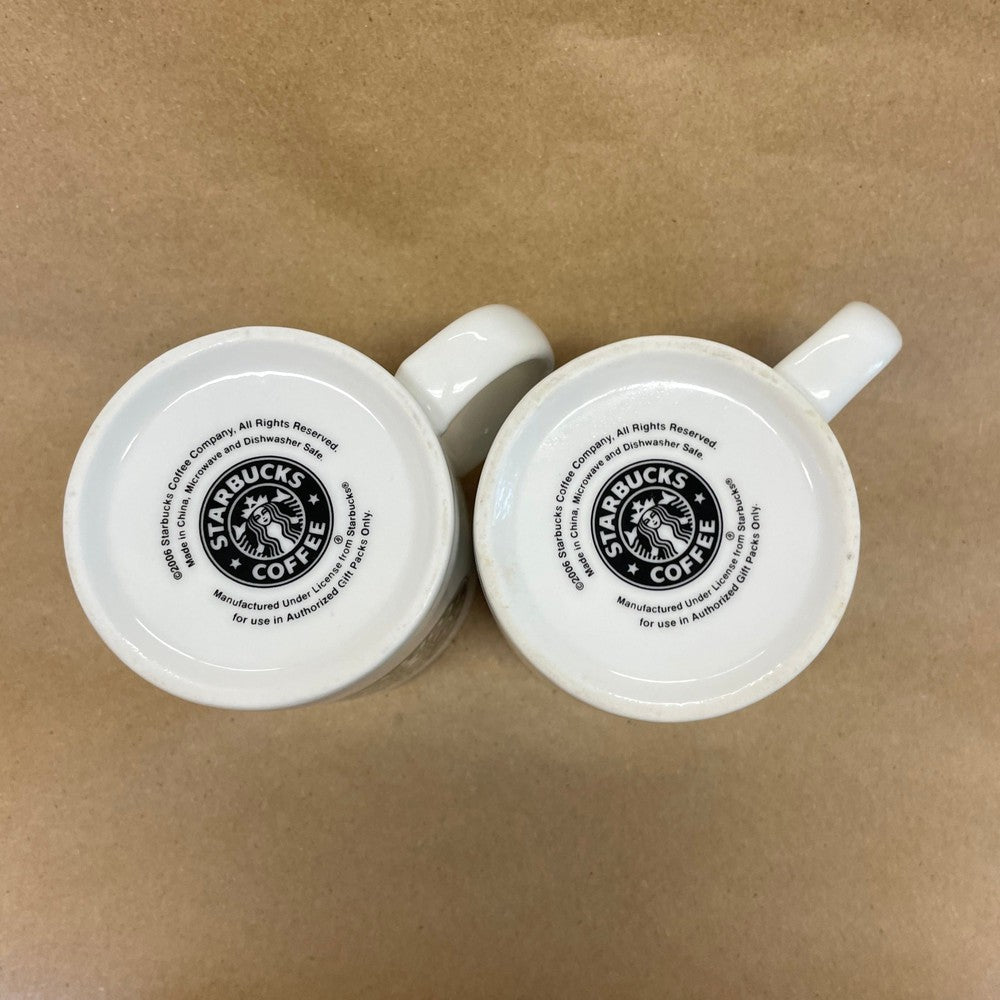 Starbucks White with Green Siren Logo Mugs-2006 Pair